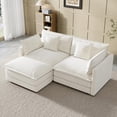 thumbnail image 3 of VEPXXP 75.9" L-Shaped Loveseat, Soft Chenille Mid-Century Chaise Lounge with Detachable Ottoman, Space-Saving Deep Seat Furniture for Bedroom Home Office, White, 3 of 9