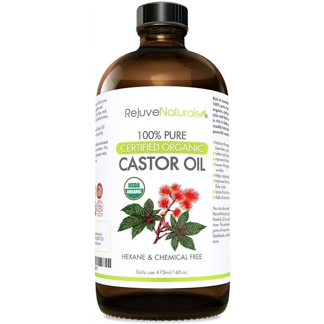 Aceite de Ricino RejuveNaturals 480 ml Orgánico Prensado en Frío