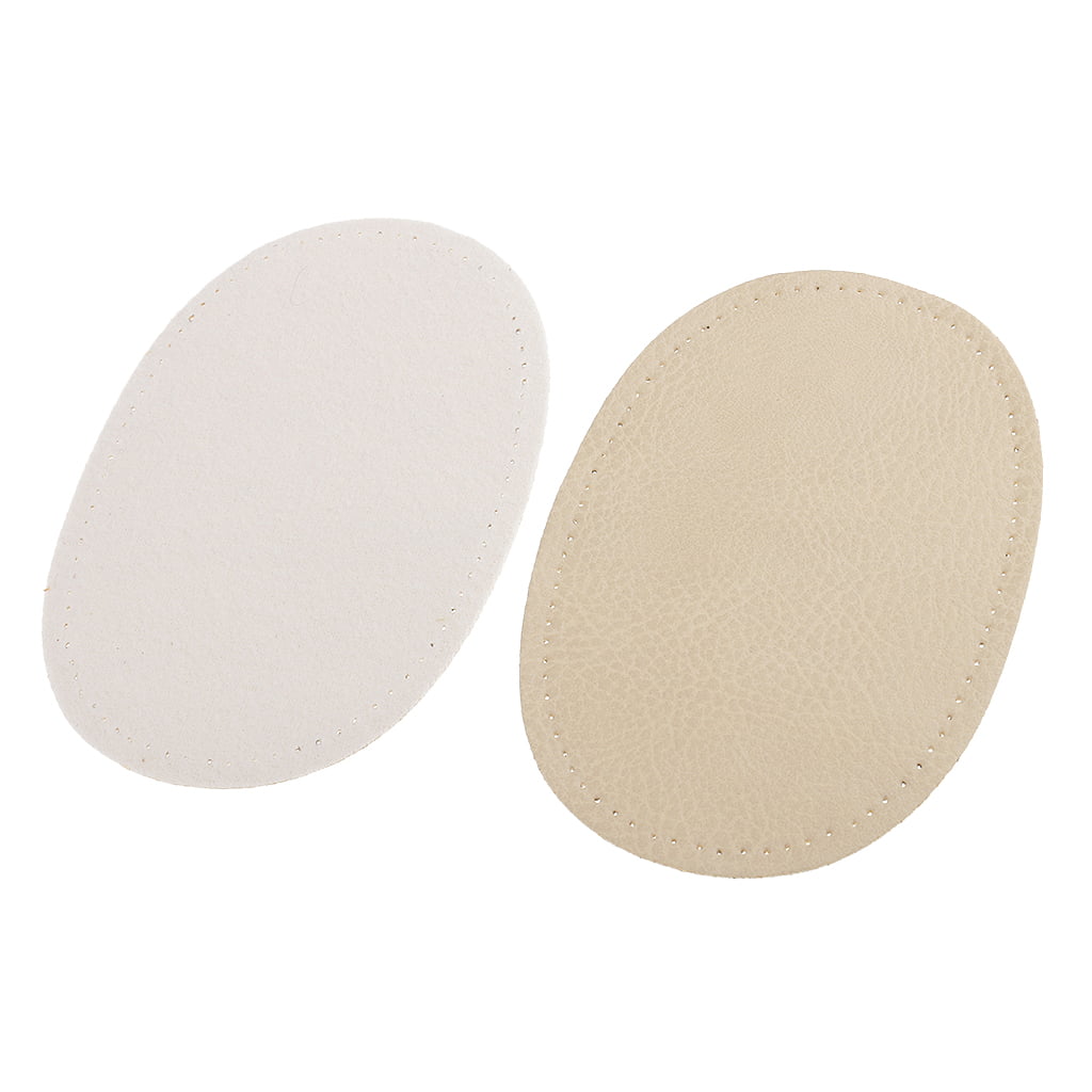 1 Pair Oval Leather Elbow/Knee Patches DIY Sewing Decor Appliques Beige 