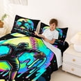 thumbnail image 3 of Castle Fairy Neon Baseball Pitcher Print Bed Sheets 4-Piece, Ice Cream Drip Full Size Sheets, Black Blue,1 Fitted Sheet, 1 Flat Sheet and 2 Pillowcases, 3 of 6