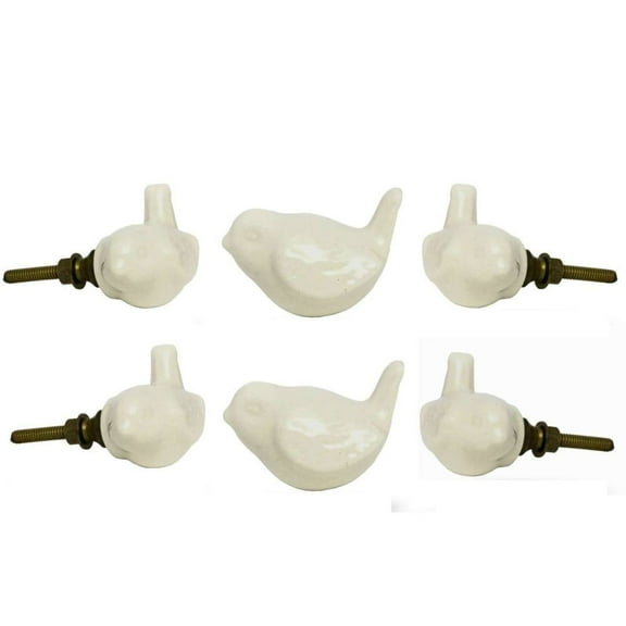 Set of Six ceramic Dove Knobs