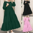 thumbnail image 1 of Gspmoly Robes pour Femmes Grande Taille, Mode Féminine Col Rond Ample Manches Longues Robe Longue Unie Robe Cocktail Offres, 1 of 9