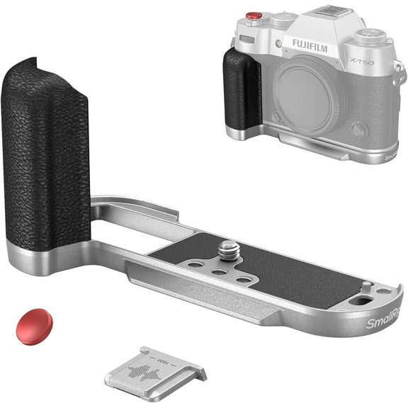 SMALLRIG X-T50 Handgrip, Silicone L-Shape Handle for FUJIFILM X-T50 Camera, Built-in Quick Release Plate for Arca, with Shutter Button and Hot Shoe Cover, Silver - 4713