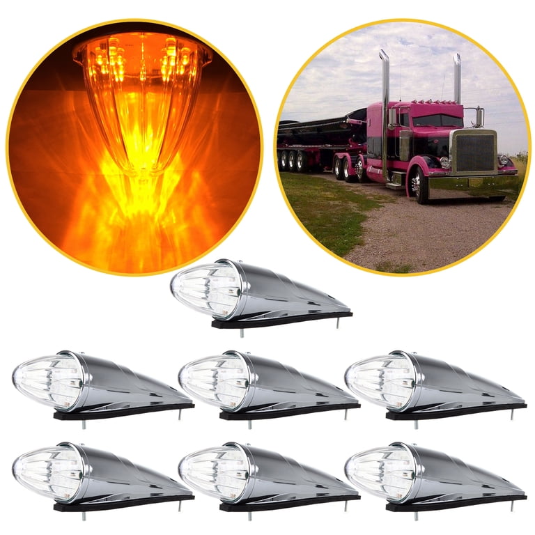 Cab Marker Light 7 Pack 17Amber Cab Marker Clearance Roof Running Top Amber Covers 10 3 4 Round Side Truck Trailer Peterbilt Kenworth Freightliner Cab Marker Light 7 Pack 17Amber Cab Marker Clearance Roof Running Top Amber Covers 10 3 4 Round Side Truck Trailer Peterbilt Kenworth Freightliner