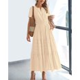 thumbnail image 2 of Vestido casual BTFBM de verano 2025 con cuello en V y manga corta para mujer, 2 of 9
