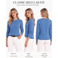 thumbnail image 2 of QUALFORT Women’s Cable Knit Sweater, Crew Neck Lightweight Long Sleeve Pullover, Blue, Size XXL, 2 of 7