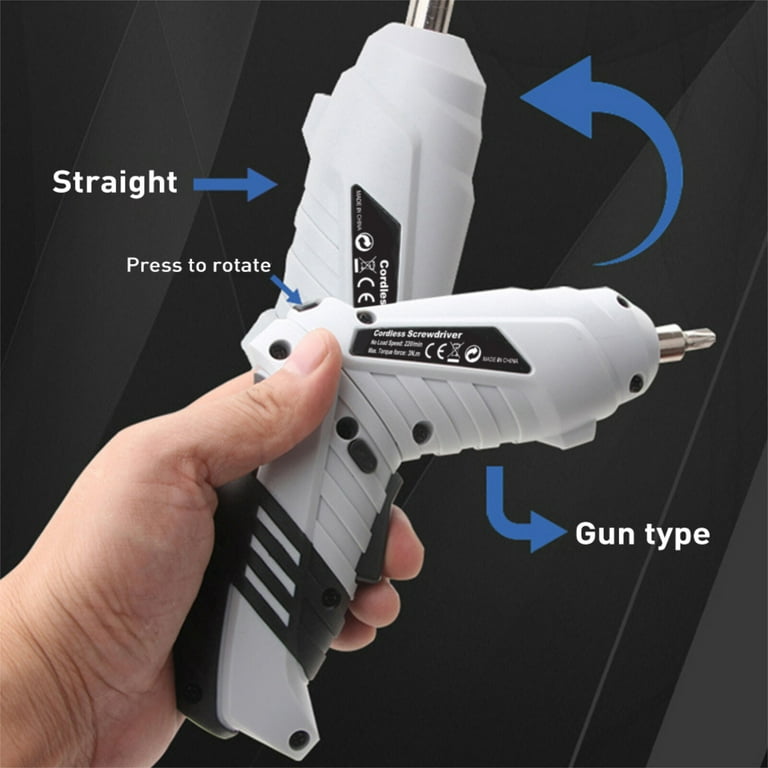 Handheld Power Screwdriver Kit with Rechargeable Battery LED Light and Rotatable 90 Degrees for Home DIY Walmart