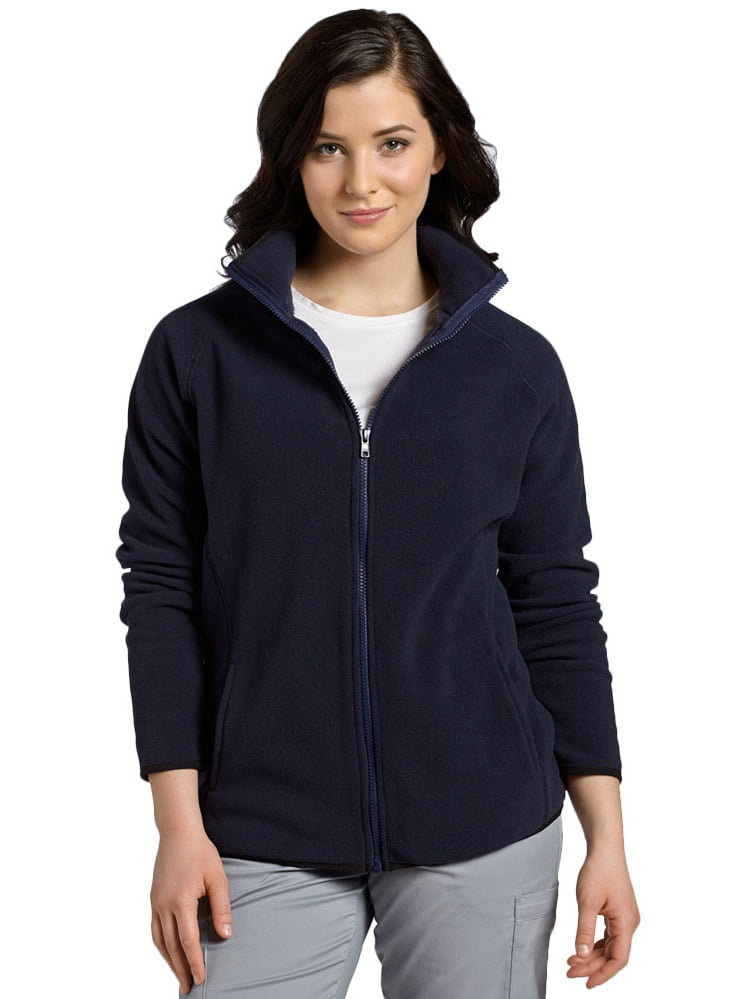 allure by white cross women's polar fleece zip front solid scrub jacket
