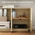 thumbnail image 5 of CHIC HOUSE 70" Fluted TV Stand for TVs up to 75", Mid-Century Modern Tall Media Cabinet with 4 Doors & Shelves, Wave-Inspired Wooden TV Console for Living Room, Bedroom, Oak, 5 of 9