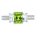 thumbnail image 4 of 1.88 ct Emerald Cut Natural Peridot 3 Stone 18K White Gold Womens Engagement Ring, 4 of 5