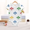 thumbnail image 6 of Colorful Mardi-gras Flowers Pattern Pure Cotton Bodysuit Short Sleeve Pajamas One-Piece Romper Unisex 9M, 6 of 6