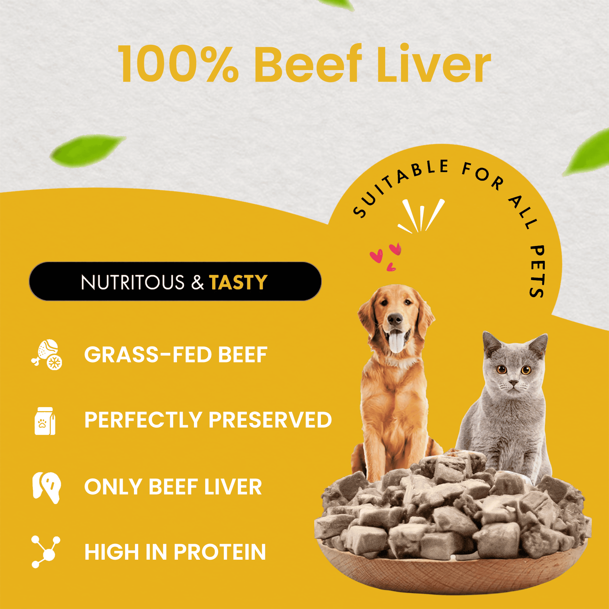 Chef Kitty Beef Liver Freeze-Dried Treats for Cats and Dogs, 3.4 oz Bottle