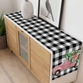 thumbnail image 4 of Christmas Pink Truck Table Runner 36 Inches Long Farmhouse Dress Scarves, Xmas Tree Farmhouse White Black Plaid Dining Tablerunner for Coffee Table/Kitchen Island/Party Décor, Small 13" x 36", 4 of 8