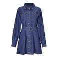 thumbnail image 4 of Women's Denim Buttoned Cardigan Dress - Belted Slim Fit, Long Sleeve, Casual/Office Style - S-XL Sizes, Multiple Colors, 4 of 8