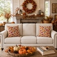 thumbnail image 7 of Thanksgiving Throw Pillow Covers 18x18 Inch Set of 2, Pumpkin Decorative Square Pillowcases, Farmhouse Holiday Cushion Covers for Sofa Living Room Home Fall Halloween Thanksgiving Decor, 7 of 7