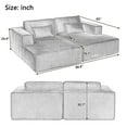 thumbnail image 4 of Modern Corduroy Upholstered Sofa Bed, Double Chaise Lounge Loveseat Couch With Pillows For Living Room Apartment Office, 4 of 16