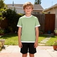 thumbnail image 5 of CYRBOKO Boys T-shirts, Pullover Casual Short Sleeve Cotton Summer Tops Green Size 7-8 T, 5 of 7
