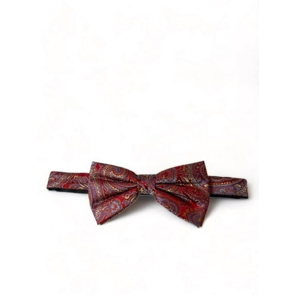 Red and Yellow Paisley Silk Bow Tie