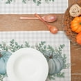 thumbnail image 4 of Fall Placemats, 12x18 Inch Set of 4 Buffalo Plaid Check Pumpkins Table Decorative for Kitchen Dining, Indoor & Outdoor Dinner Party (Blue Pumpkin) GP086-18, 4 of 5