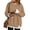 Coffee, variant on Women Contrast 2 in 1 Look Crewneck Sweatshirt Side Slit Casual Pullover Top