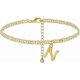 thumbnail image 1 of Gold Initial Anklet Flat Mariner Link Anklet 14K Gold Plated Letter Adjustable Summer Beach Foot Chain Gifts for Women Men Teen Girls A-Z Gold-N -, 1 of 4