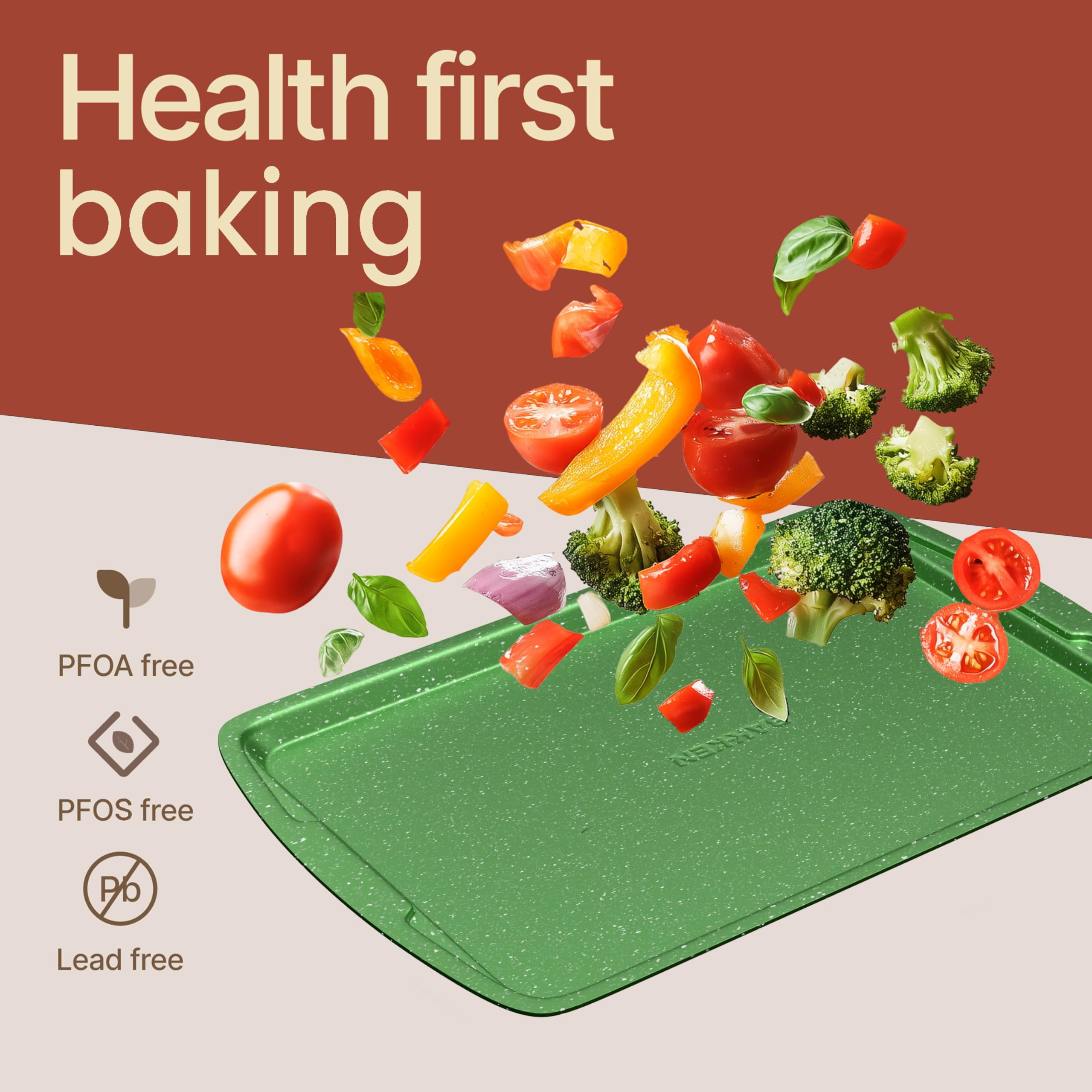 Bakken- Swiss Kitchen Baking Pan Set - Nonstick Coating, Commercial Grade Carbon Steel, Baking Kitchen Essentials, Oven Safe Tray (up to 450° F), Set of 3, Green