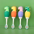 thumbnail image 3 of Flmtop Toddler Toothbrush Comfortable to Use Deep Cleaning Dense Bristle Animal Design Funny Children Toothbrush for Home, 3 of 10