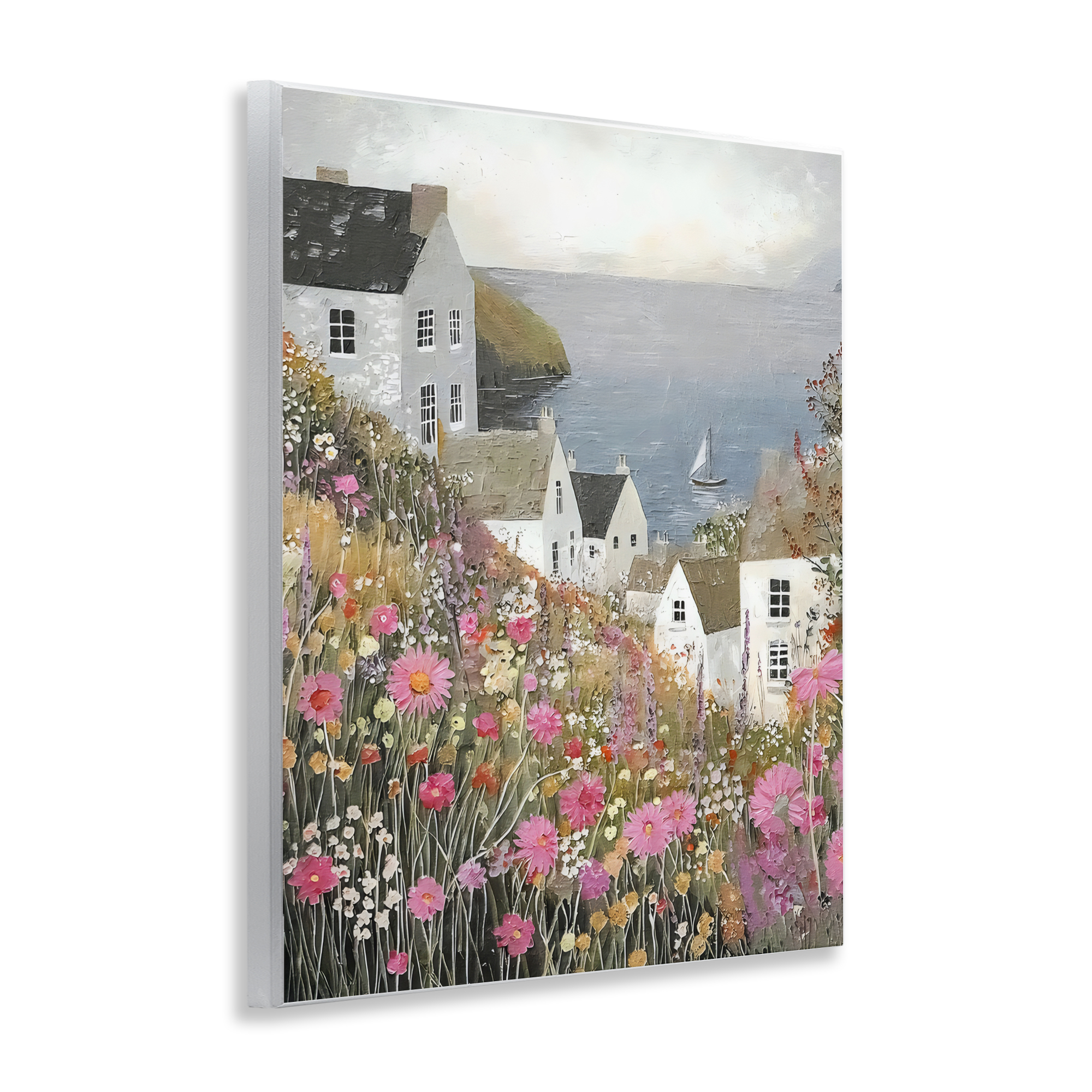 Stupell Industries Picturesque Village over Sea Wall Plaque Art, design by Riley B