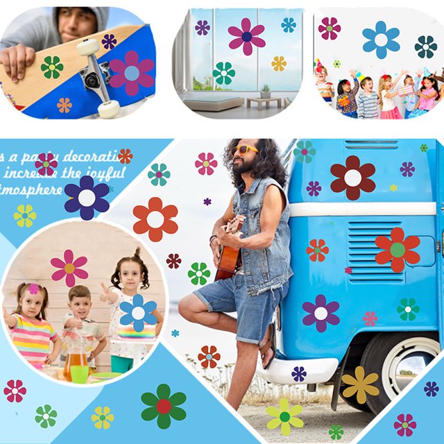 Un conjunto de pegatinas de pared de flores bonitas, pegatinas decorativas, decoración de pared para dormitorio, baño, sala de estar y oficina JAMW Sencillez