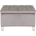 thumbnail image 2 of Costaelm Hank Square 29.5" Velvet Tufted Storage Ottoman, Gray, 2 of 8