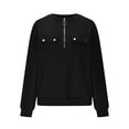 thumbnail image 4 of Antinious Womens Half Zip Cropped Pullover Solid Twisted Long Sleeve Casual Tops,Winter Sweatshirt for Women,Going Out Tops for Women,Black,XXL, 4 of 5