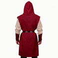 thumbnail image 3 of Mens Renaissance Hooded Tunic Sleeveless Medieval Waistcoat Viking LARP Assassin Style Costume Outerwear Long Vest, 3 of 8