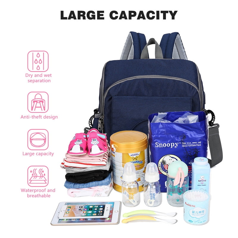 Diaper Bag Backpack, Large Multifunction Waterproof Travel Backpacks for Mom/Dad with Insulated Pockets,USB Interface, Stroller Straps,Durable Maternity Baby Nappy Bags for Boys/Girls