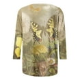 thumbnail image 5 of Pompotops T-shirt à Manches Mi-Longues 3/4 Imprimé Mode Femme Col Rond Haut Décontracté, 5 of 5