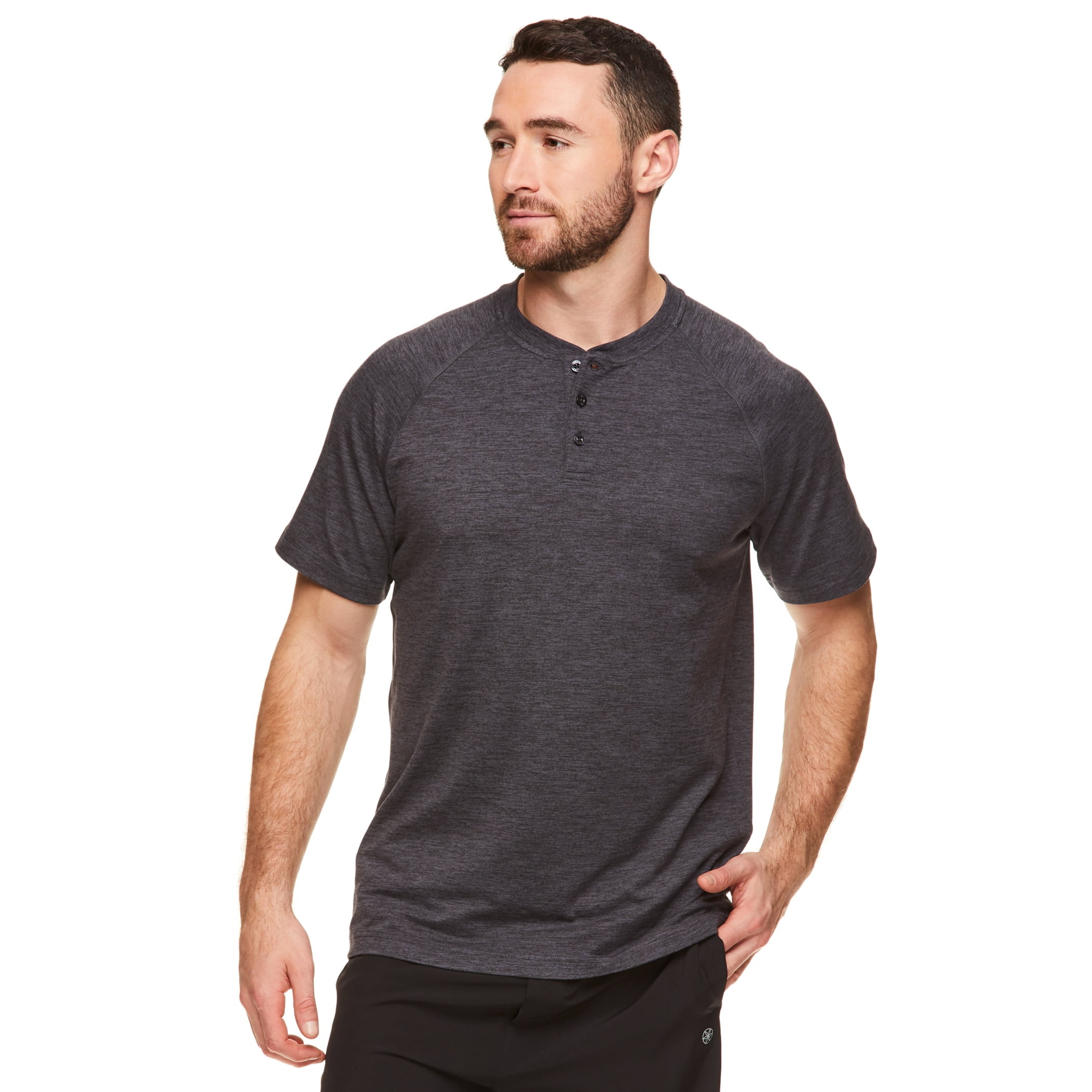 Gaiam Men's Yoga Intent Active Short Sleeve Henley Shirt, up to Size ...