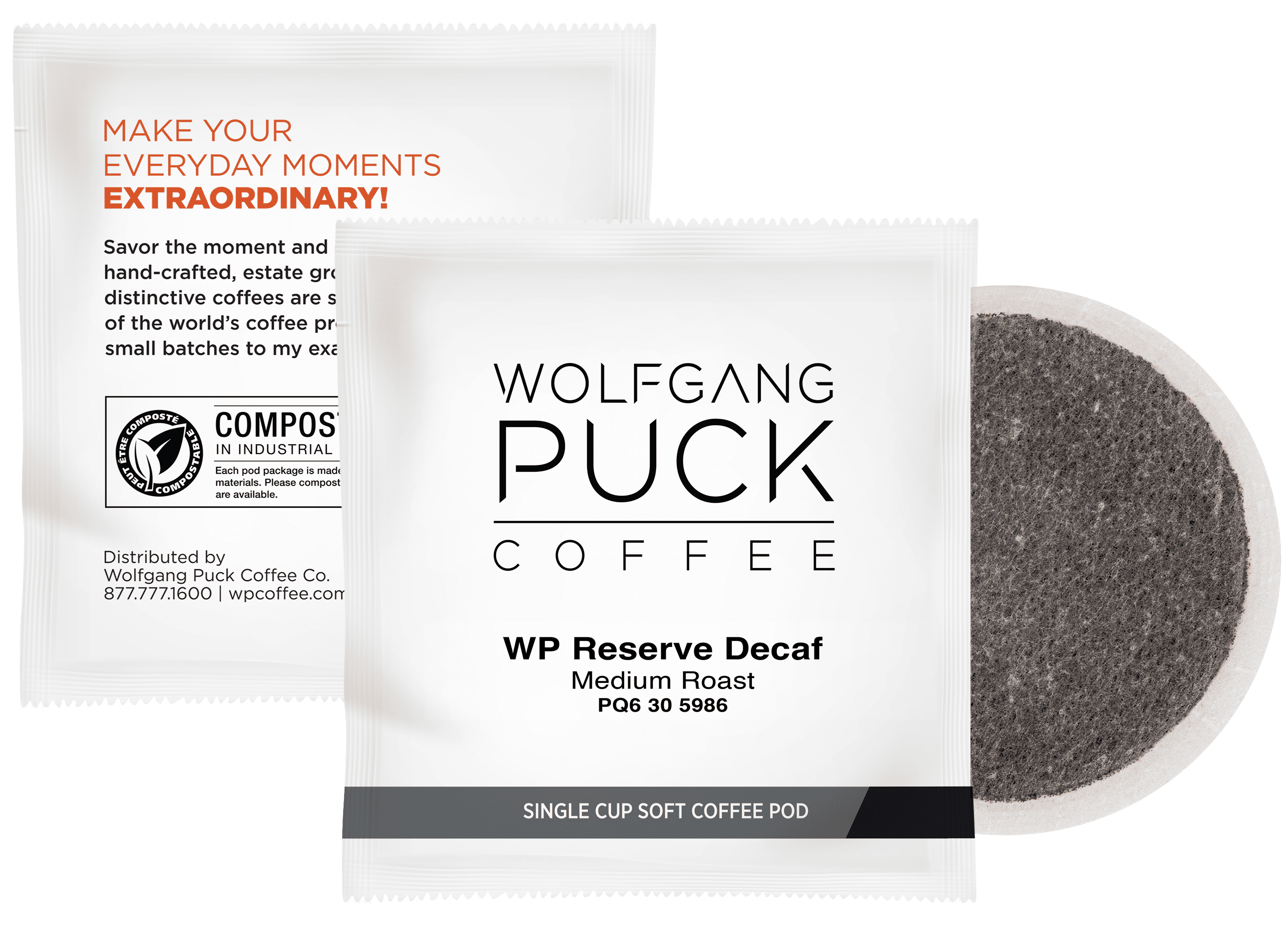 Wolfgang Puck Coffee Soft Pods, Chef's Reserve Decaf, 18 count (Pack of 6)