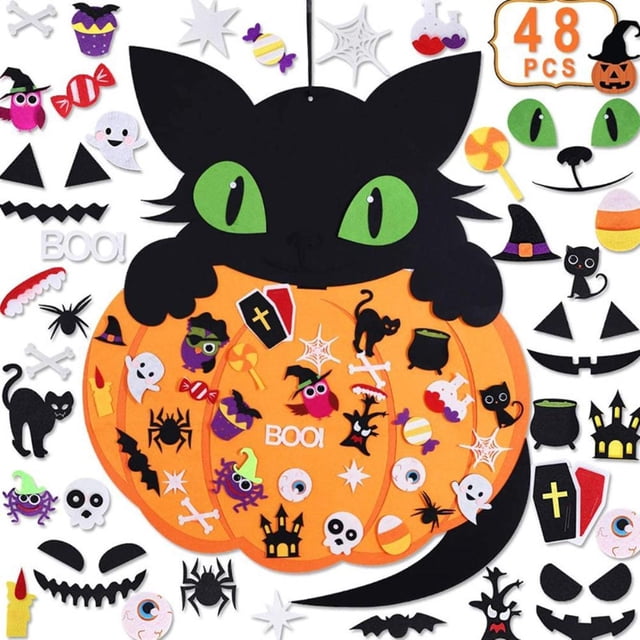 Calendario De Fieltro De Bruja De Halloween Con Cordón Adornos De Halloween Adornos De Bruja De Hombre Calabaza Yuarrent HA036858-00