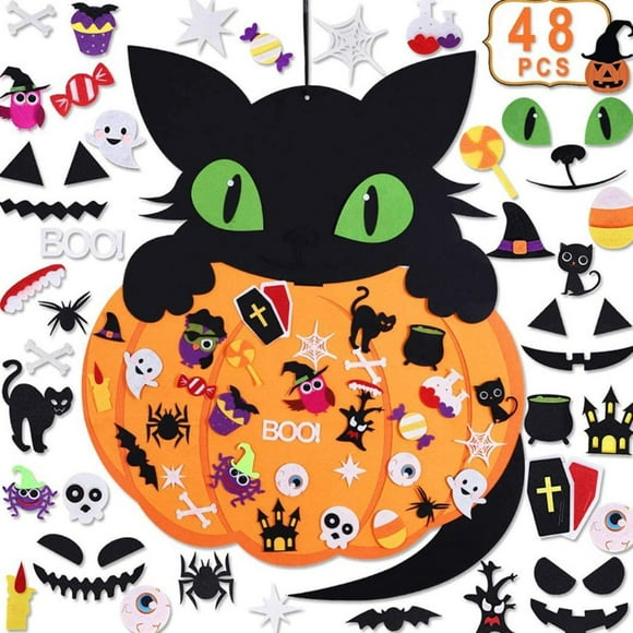 Calendario De Fieltro De Bruja De Halloween Con Cordón Adornos De Halloween Adornos De Bruja De Hombre Calabaza Yuarrent HA036858-00