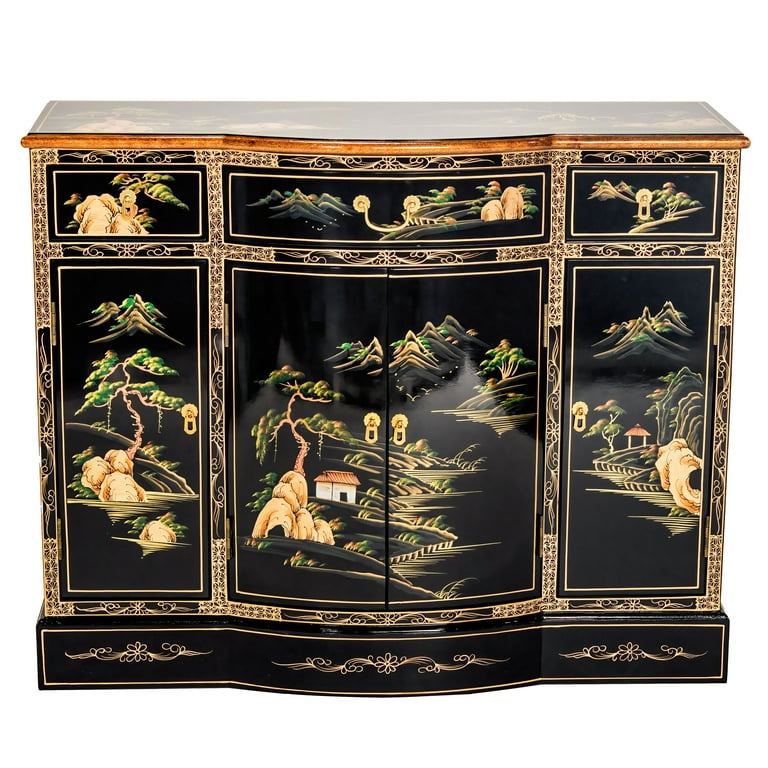Red Lantern Black Lacquer Curved Sideboard - Landscape - Walmart.com