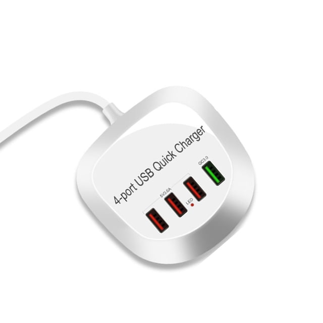 kurtrusly Chargeur USB Station de Charge Adaptateur 4 Interfaces Finition Soignée Commodité Multifonction Rapide