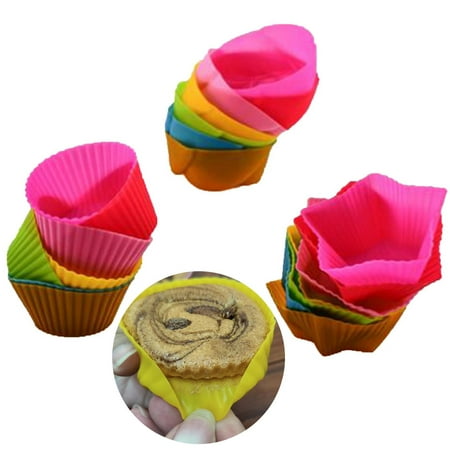 

GXSR 10Pcs Cupcakes liners Reusable Silicone Baking Cups Nonstick Muffin Cake Molds for Making Gelatin Snacks Frozen Treats Ice Cream or Chocolate Shell-lined Dessert