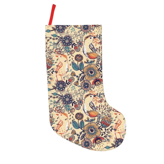 Defioc Floral With Birds for Christmas Stockings 18" Personalized Holiday Stocking for Family, Farmhouse Decor, Xmas Tree Decoration, 1 Pack