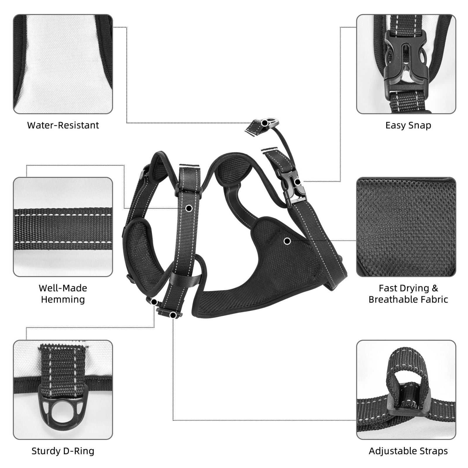 Kdxio Vegetable Print No Pull Dog Harness Adjustable Reflective Oxford Easy Control Medium Large Dog Harness for Training and Everyday-Large