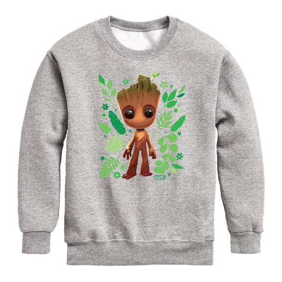 Guardians Of The Galaxy - Baby Groot Leaf - Youth Boys Crew Fleece Sweatshirt