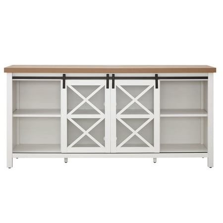 Camden&Wells - Clementine TV Stand for TVs up to 75" - White/Golden Oak