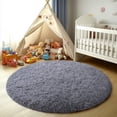 thumbnail image 4 of SARAG 4x4ft Circle Rug for Bedroom,Furry Carpet for Children Kids Room,Cute Soft Shaggy Area Rug for Girls,Light Gray, 4 of 8