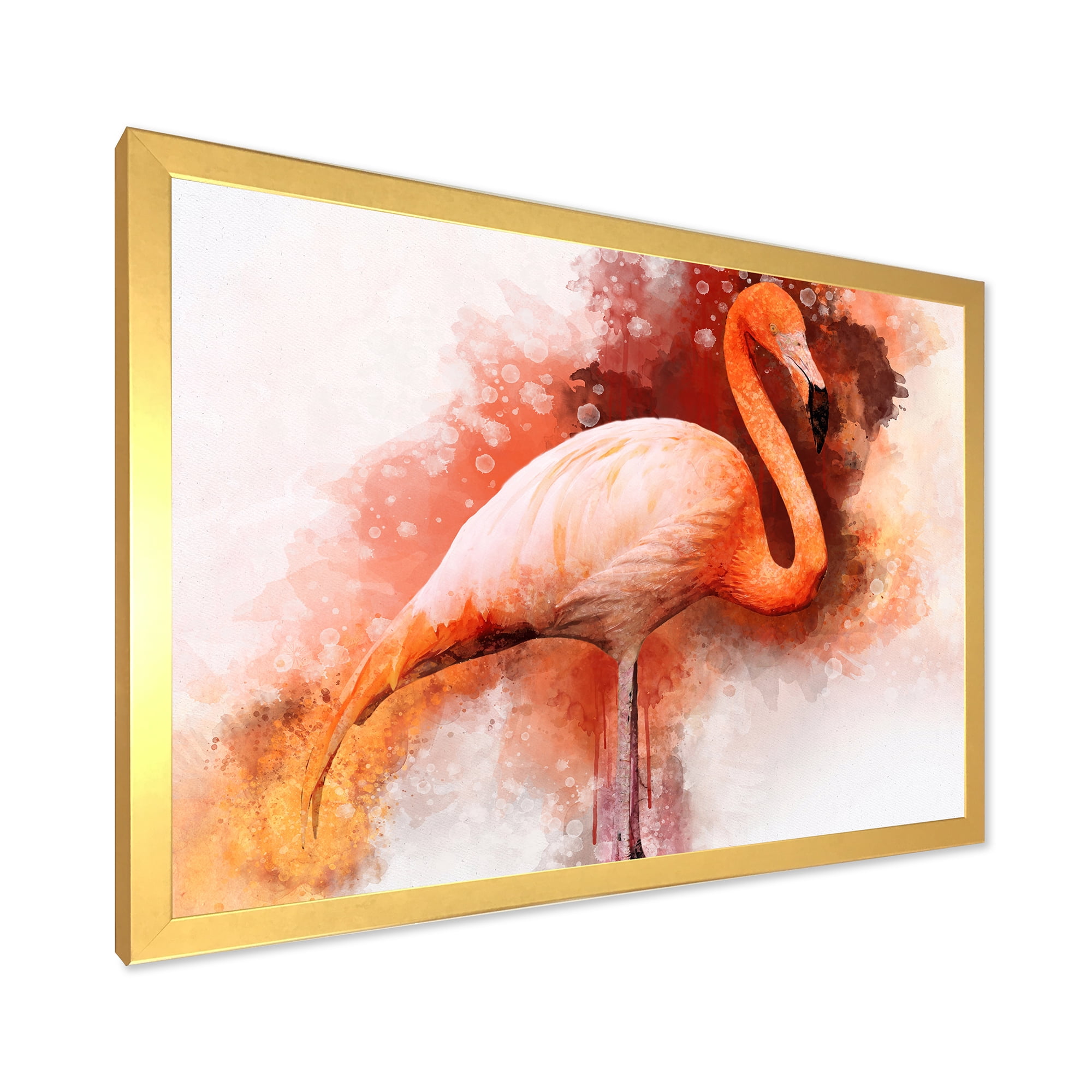 Designart 'Abstract Portrait of Pink Flamingo II' Farmhouse Framed Art Print