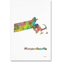 Trademark Fine Art "Massachusetts State Map-1" Canvas Art by Marlene Watson