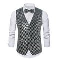 thumbnail image 1 of pstuiky Camiseta sin mangas para hombre, Blusa sin mangas con cuello en V, botones y pajarita con bolsillos estampados a la moda para hombre Camisas para hombres s, 1 of 3