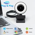 thumbnail image 4 of 1080P Webcam With Ring Light, Microphone. Wire Control Smooth Dimming, Advanced Auto-Focus, Desktop Or Laptop USB Webcam, Meeting Cameras, For Online Video Calling Recording Conferencing Online Classe, 4 of 4